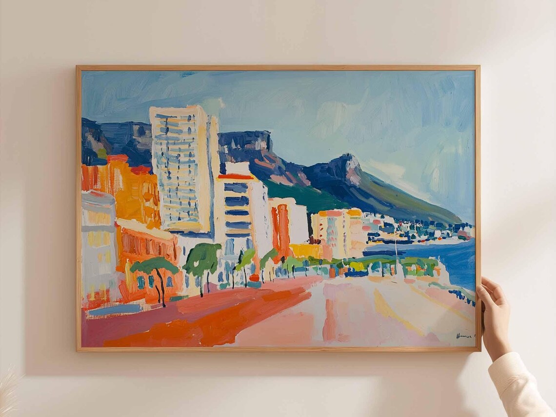 Cape Town City Promenade High Rise Beach Mountain Coast Poster