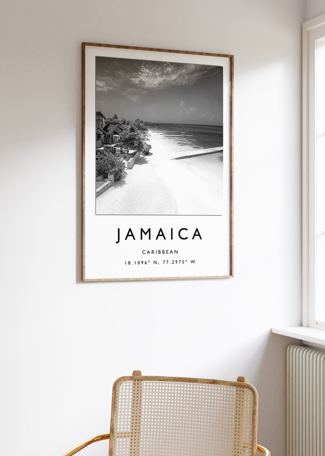 Jamaica Travel Poster, Black White Caribbean Art - Image 2
