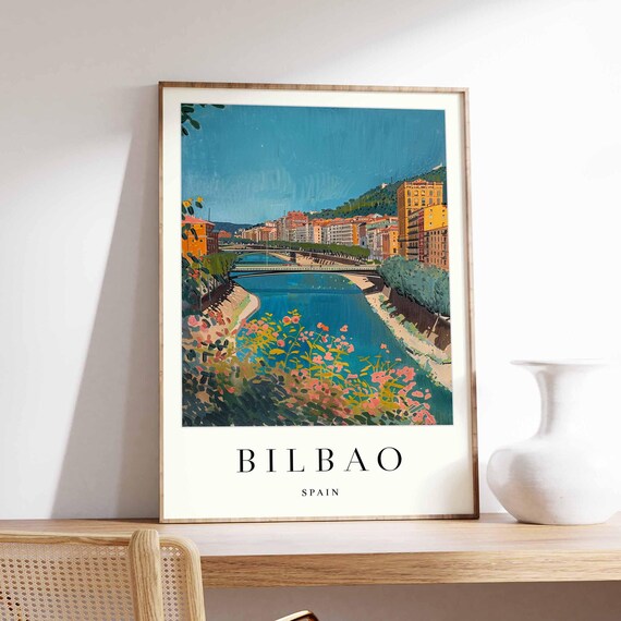 Bilbao Poster Spain Travel Print Guggenheim Museum Basque City Wall Art Cityscape European Architecture Decor