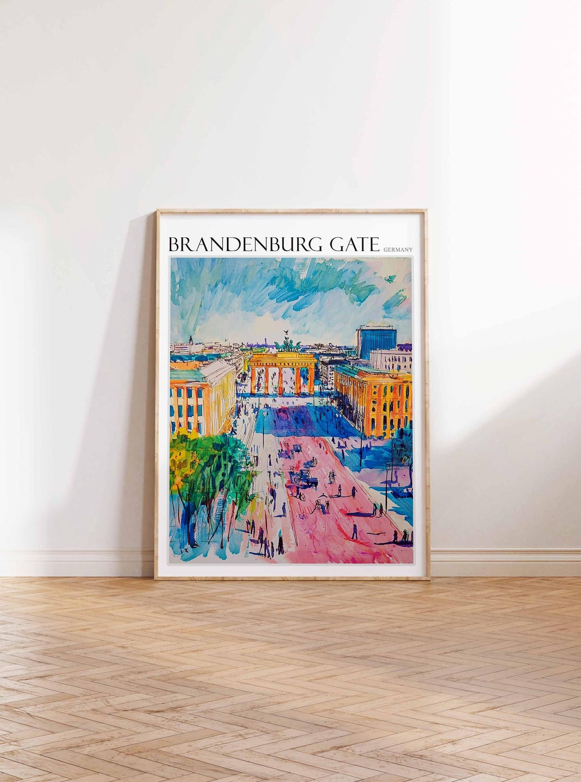 Brandenburg Gate Watercolor Boulevard Elevated Panoramic Poster - Image 3