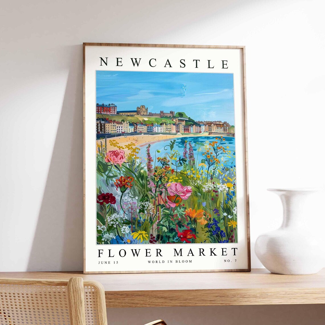 Newcastle Flower Market Beach Cove Cliffs Wildflowers Poster