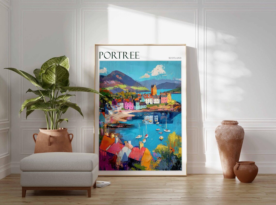 Portree Poster Scotland Poster Scottish Highlands Poster Isle Of Skye Poster Scottish Decor Portree Wall Decor Portree Travel Art - Image 2