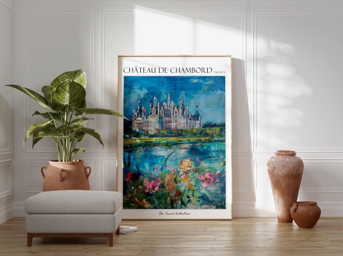 Chateau De Chambord France Wildflower Meadow Lakeside Travel Poster - Image 3