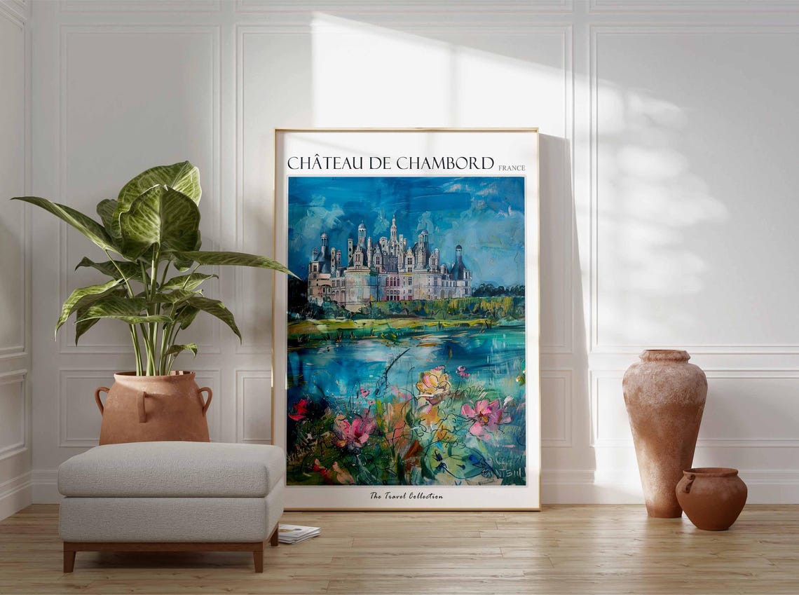 Chteau De Chambord Poster France Travel Print French Decor Europe Travel Poster European Wall Art Chteau De Chambord Travel Poster - Image 3