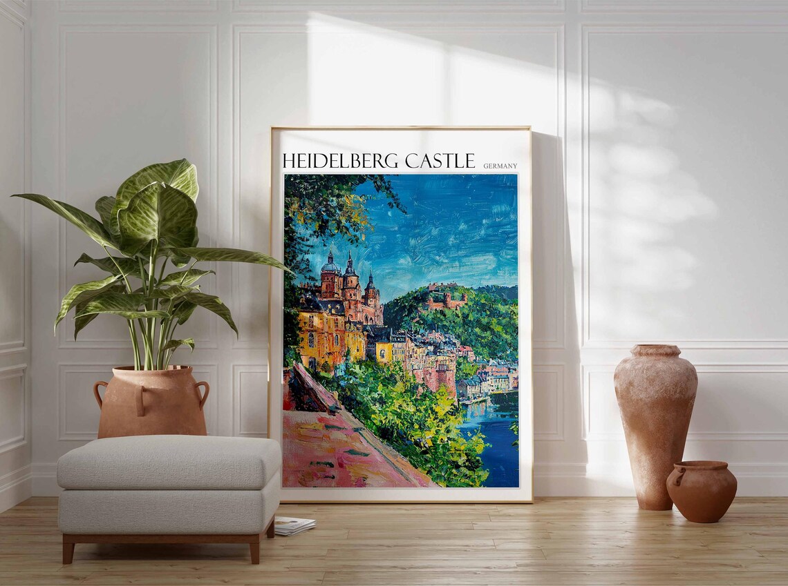 Heidelberg Castle Germany Closeup Garden Terrace Painting Poster - Image 2
