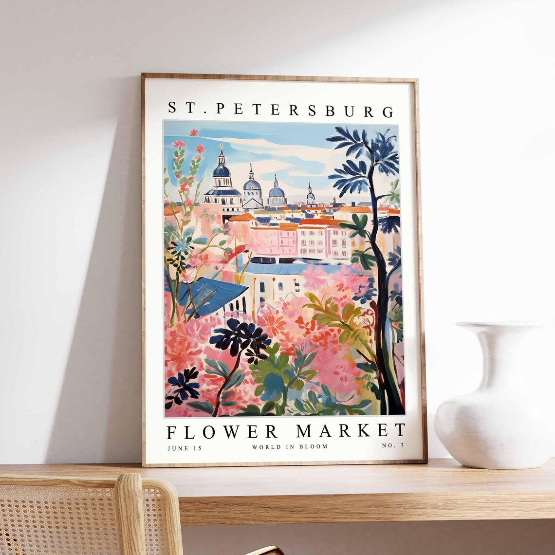 St. Petersburg Soft Watercolor Domes Pink Blossom Art Poster