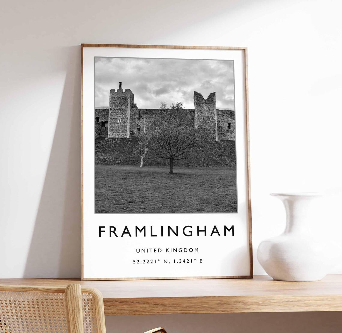 Framlingham United Kingdom Castle Black and White Photo Poster