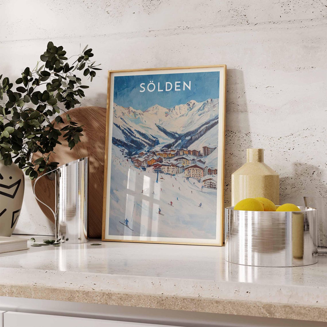 Sölden Ski Resort Village Beneath Blue Mountain Slopes Poster - Image 2