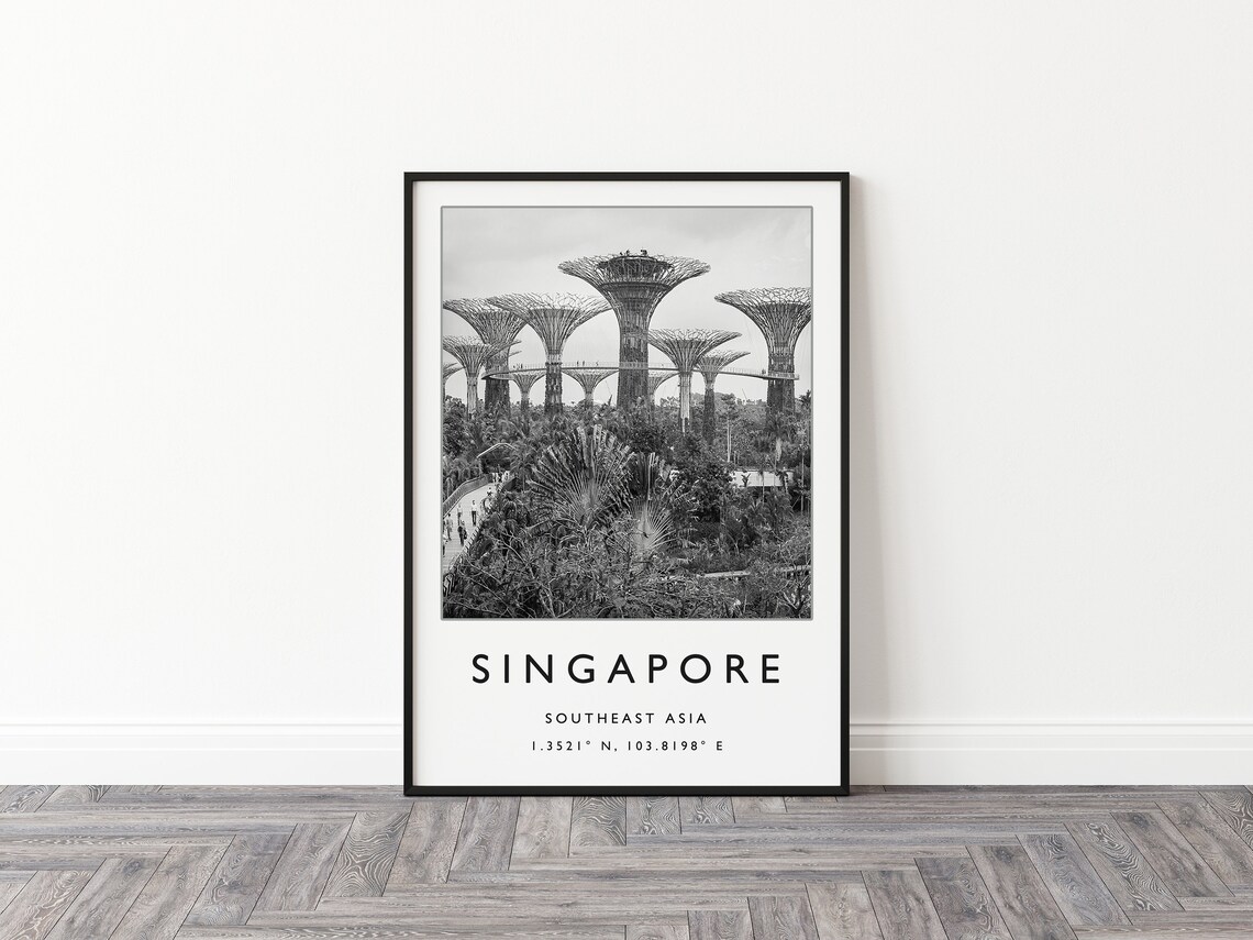 Singapore Supertree Grove Black and White Gardens by the Bay Poster - Image 2