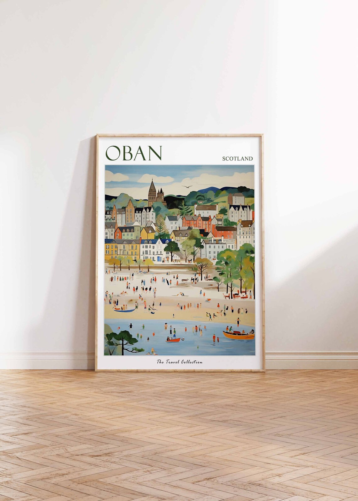 Oban Scotland Beach Park Rowboats People Waterfront Travel Poster - Image 2
