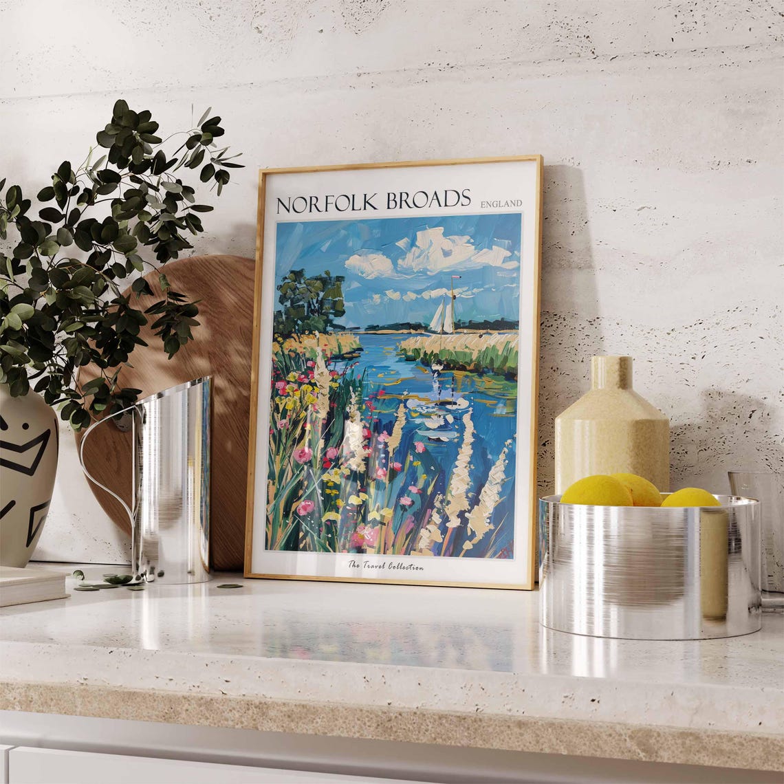Norfolk Broads Wildflower Meadow River Sailboat Summer Poster - Image 3