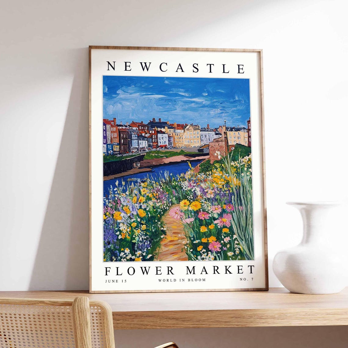 Newcastle Flower Market Waterfront Meadow Path Floral Poster