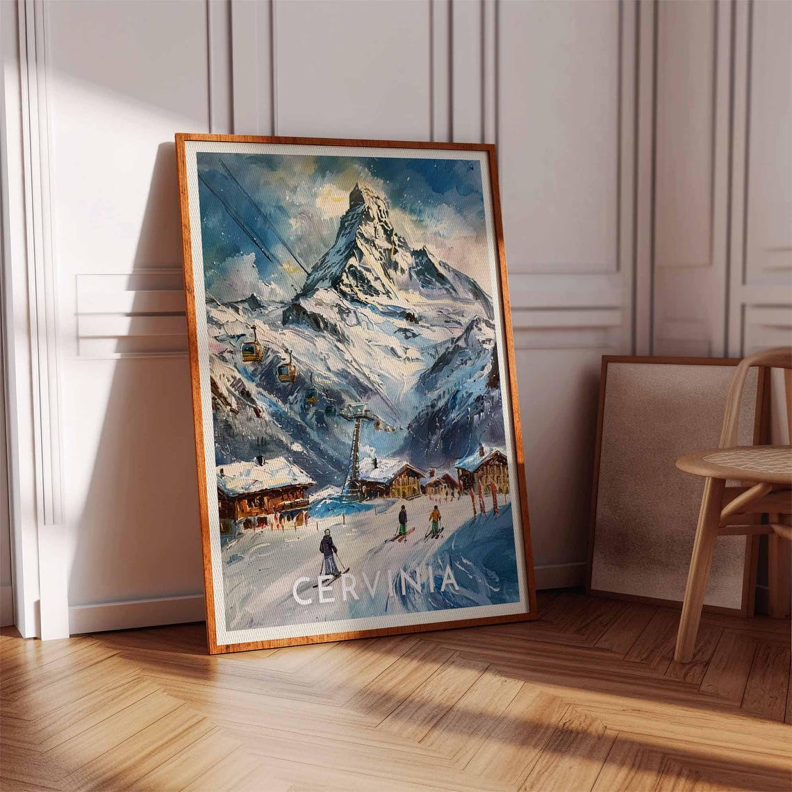 Cervinia Gondola Lifts Alpine Chalets Peak Impressionist Poster - Image 2