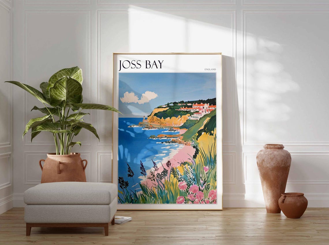 Joss Bay England Wildflower Cliff Path Turquoise Bay View Poster - Image 3