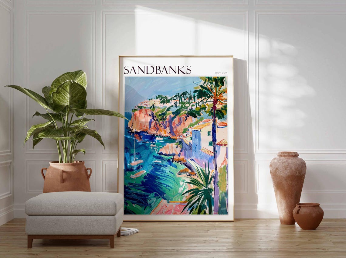 Sandbanks Poster Uk Travel Poster Coastal Wall Art Beach Poster Uk Home Decor Dorset Poster Sandbanks Travel Print Sandbanks Wall Art - Image 2