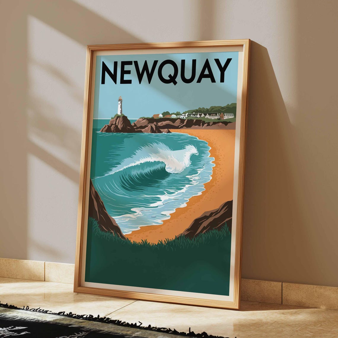 Newquay Print Coastal Travel Poster Cornwall Travel Print Coastal Wall Art Seaside Art Coastal Gift Uk Coast Art Uk Travel Poster - Image 2