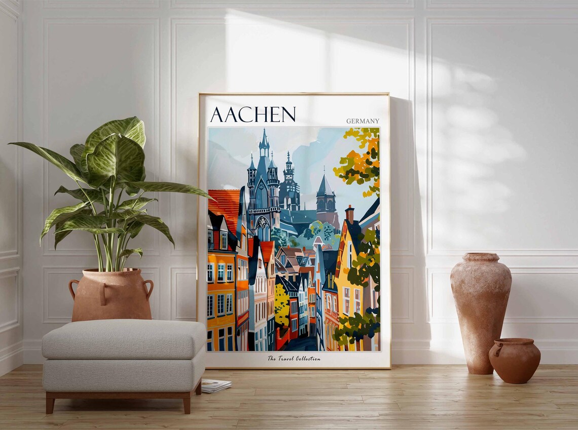 Aachen Poster Germany Travel Print German Decor Europe Travel Poster European Wall Art City Print Aachen Gift Aachen Travel Poster - Image 2