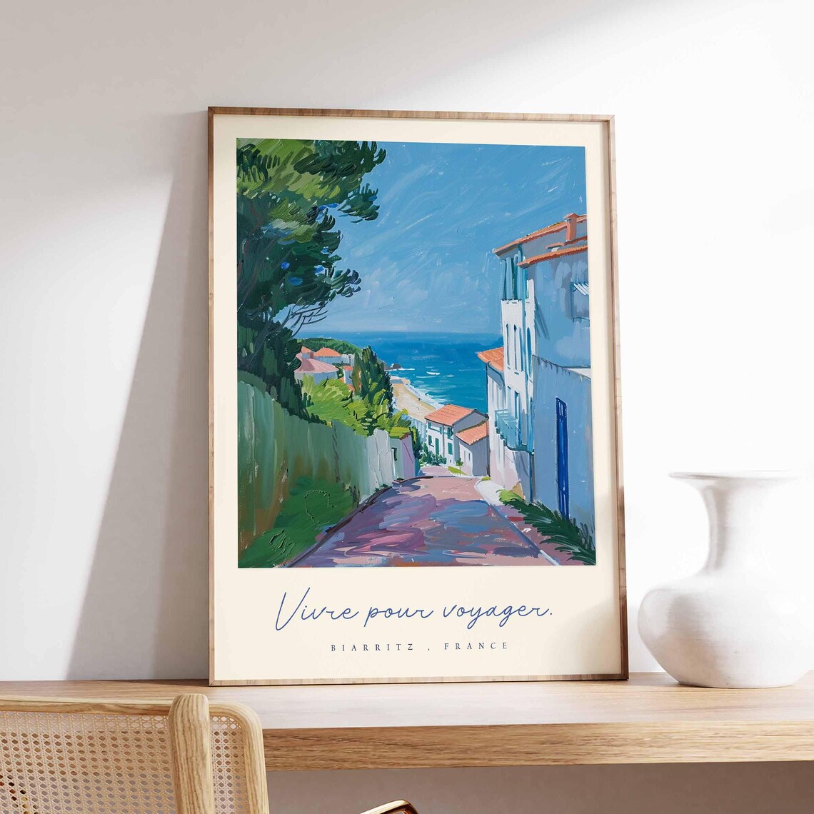 Biarritz France Vivre Pour Voyager Coastal Street Art Poster
