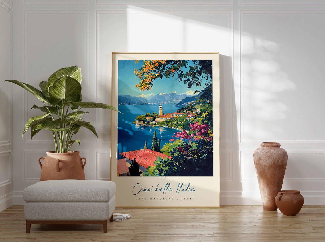 Lake Maggiore Poster Italian Travel Print Lake Maggiore Travel Art Lake Maggiore Wall Art Italy Art Italy Travel Decor Travel Gift - Image 3