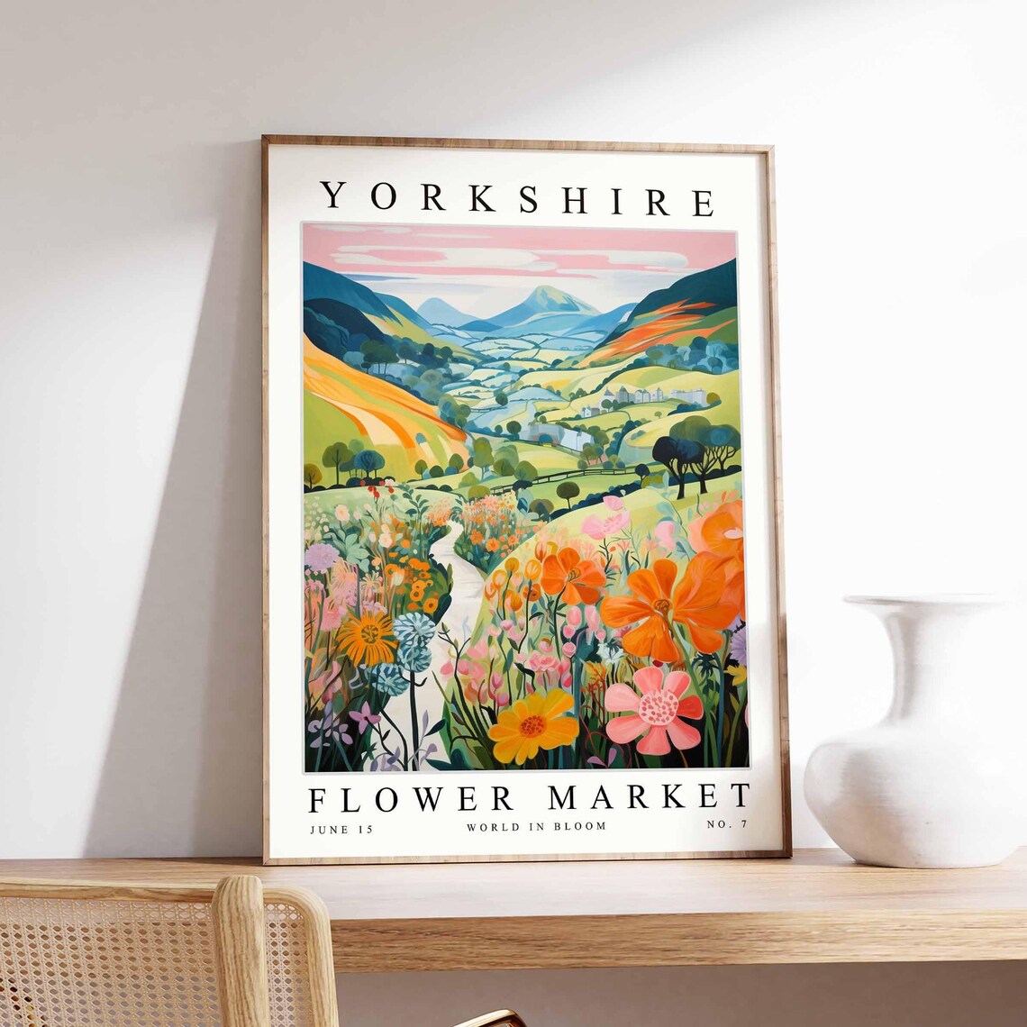 Yorkshire Flower Market Poster, English Floral Art