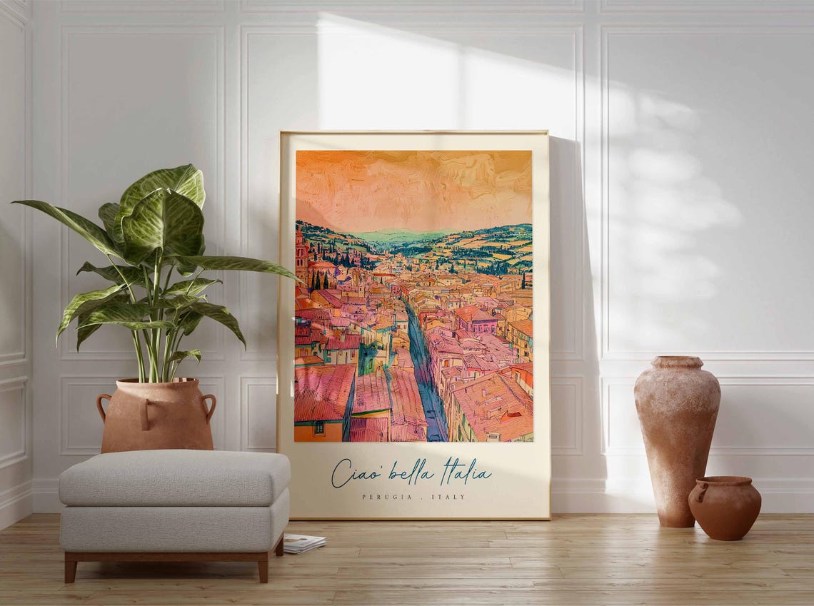 Perugia Poster Italian Travel Print Perugia Travel Art Perugia Wall Art Italy Art Italy Travel Decor Italian Travel Gift - Image 3