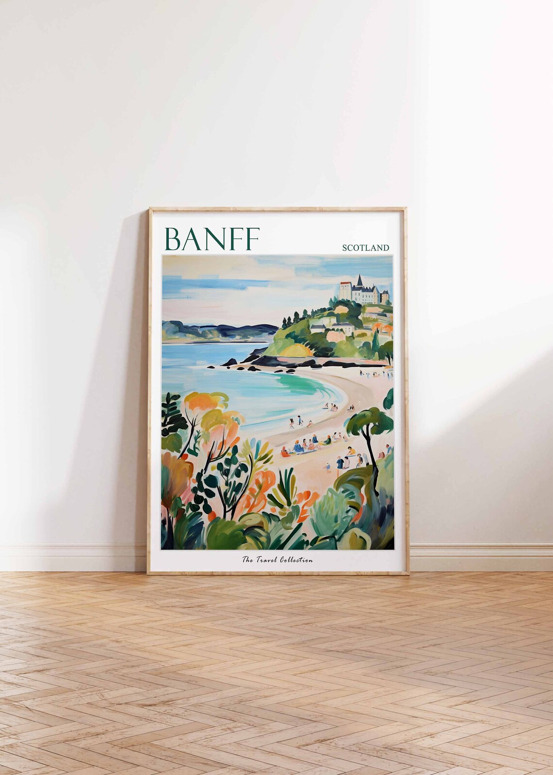 Banff Scotland Coastal Beach Castle Hill Painted Travel Poster - Image 2