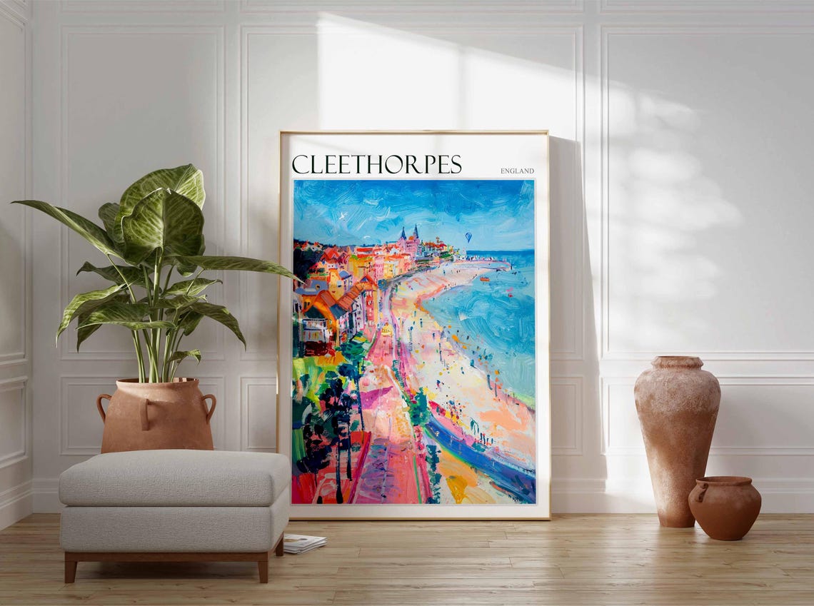 Cleethorpes England Vibrant Painted Beach Town Seafront Travel Poster - Image 3