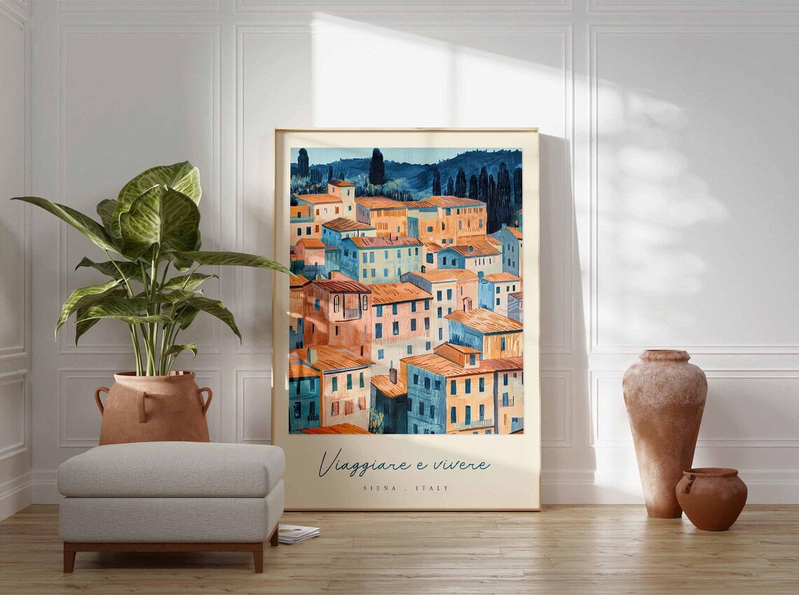Siena Italy Tuscan Town At Dusk Dark Cypress Ridge Travel Poster - Image 3