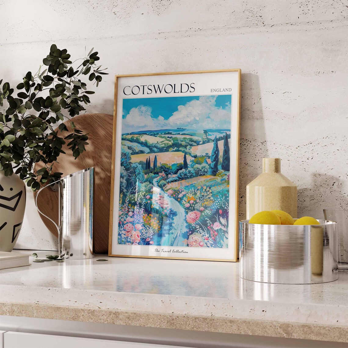 Cotswolds England Wildflower Path Rolling Hills Countryside Poster - Image 3