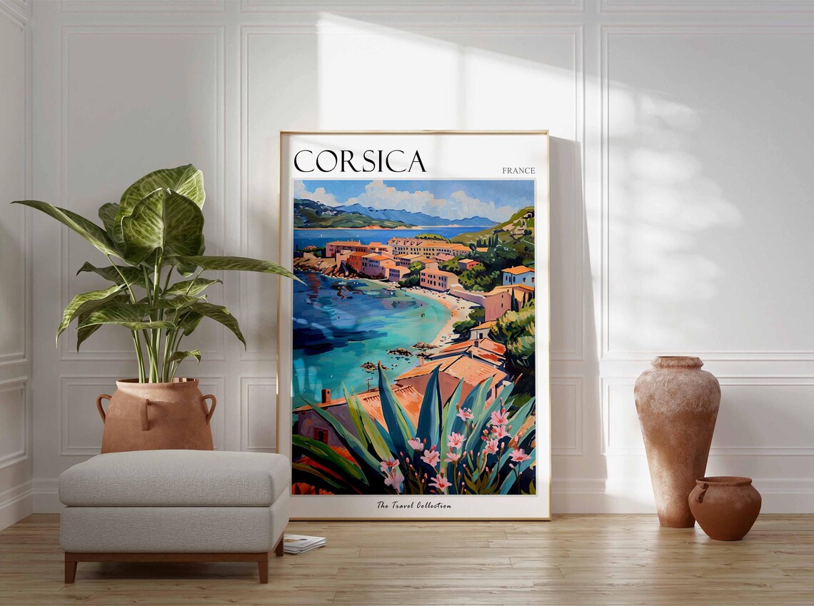 Corsica France Seaside Town Turquoise Bay Coastal Travel Poster - Image 3