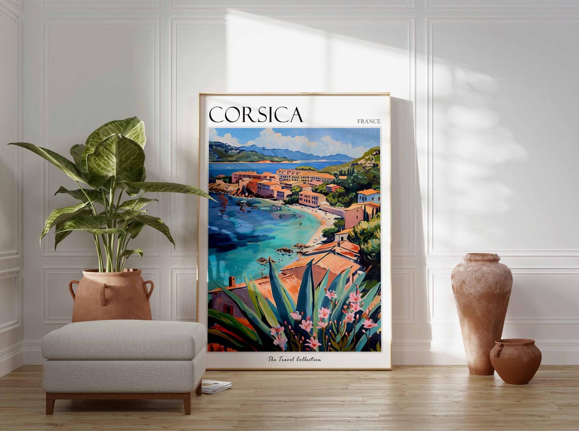 Corsica Poster France Travel Print French Decor Europe Travel Poster European Wall Art Sea Print Corsica Gift Corsica Travel Poster - Image 3