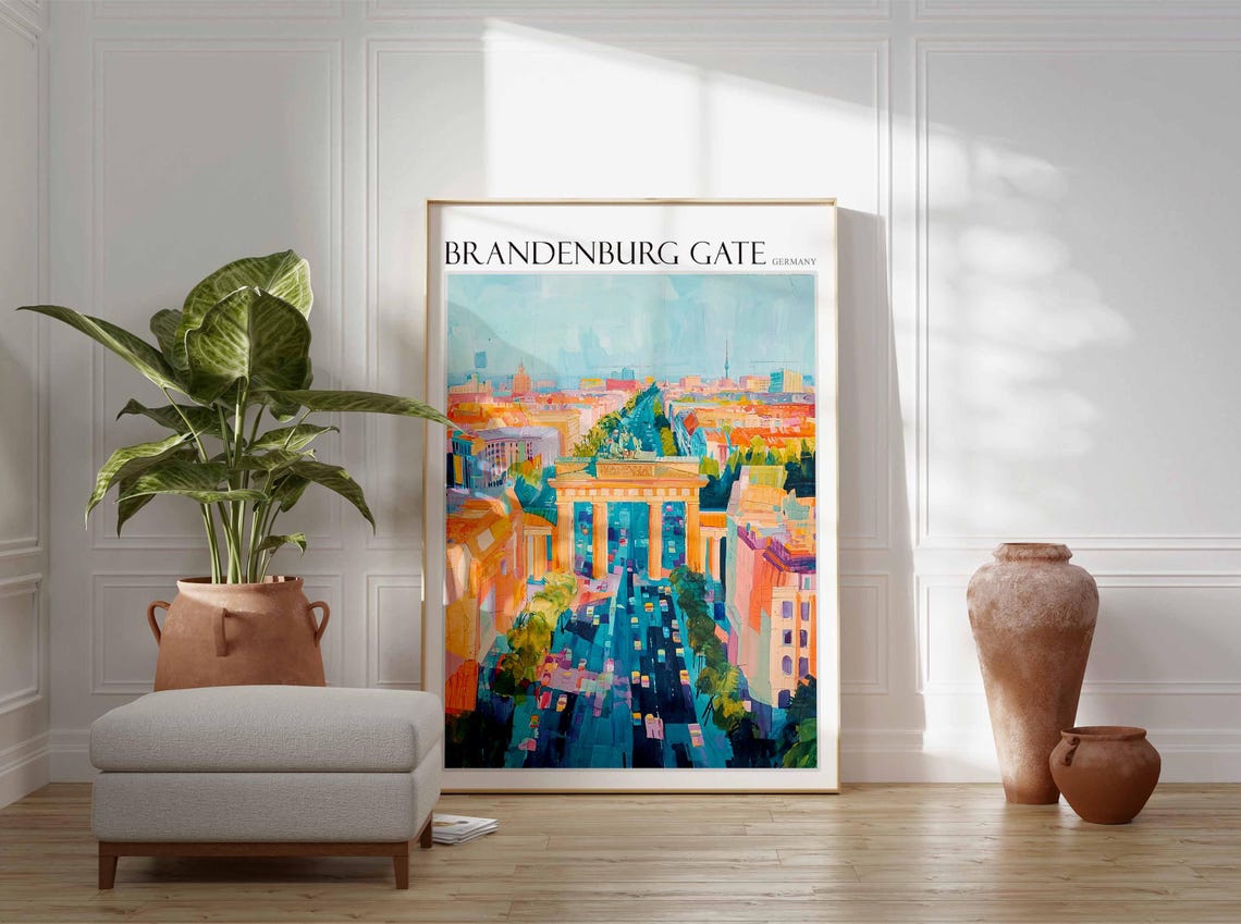 Brandenburg Gate Traffic Boulevard Aerial Vibrant Cityscape Poster - Image 2