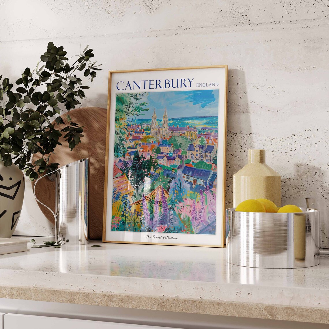 Canterbury England Cathedral Towers City Garden Rooftops Poster - Image 3