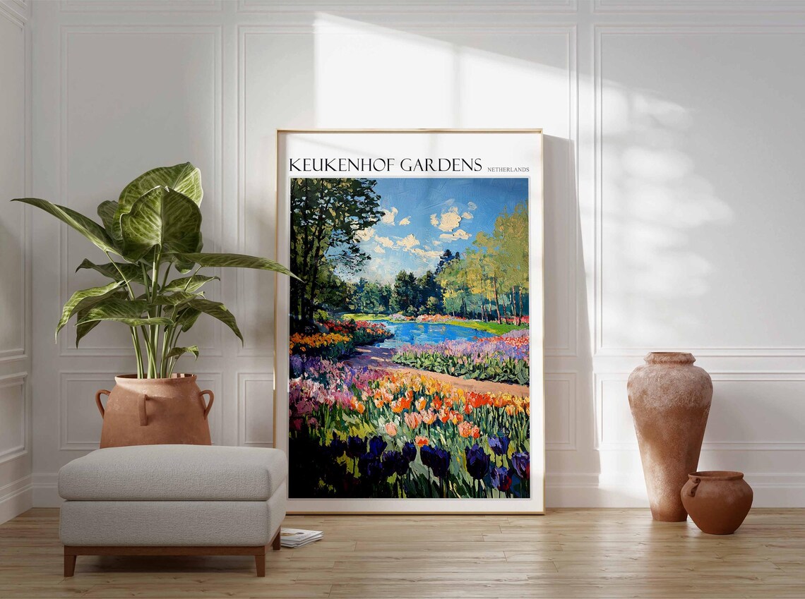 Keukenhof Gardens Netherlands Tulip Field Purple Foreground Poster - Image 2