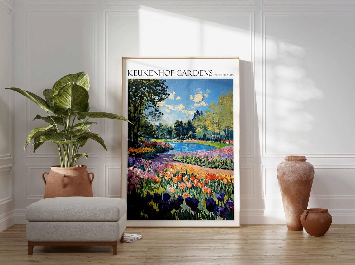 Keukenhof Gardens Poster Keukenhof Gardens Travel Print Netherlands Travel Poster Botanical Decor European Travel Print - Image 2