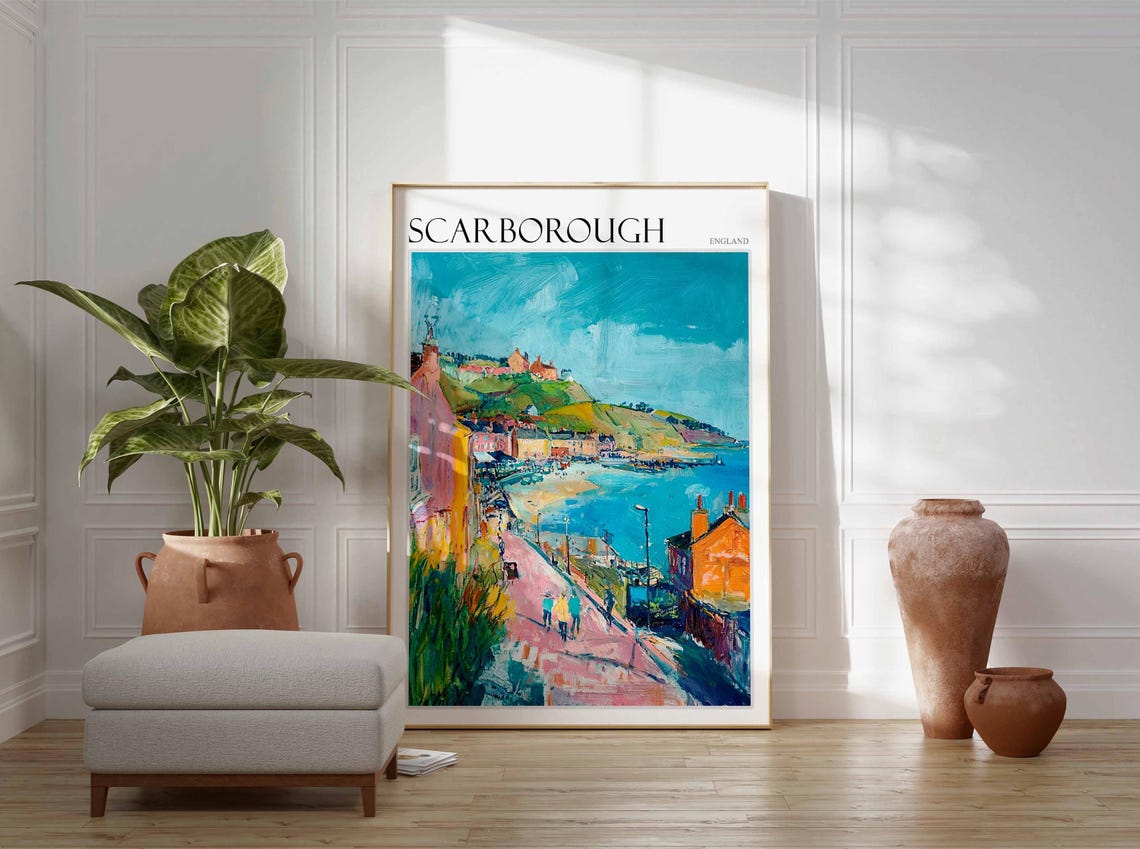 Scarborough Poster Uk Travel Poster Coastal Wall Art British Decor Uk Home Decor Scarborough Travel Decor Scarborough Wall Art Uk Art - Image 2