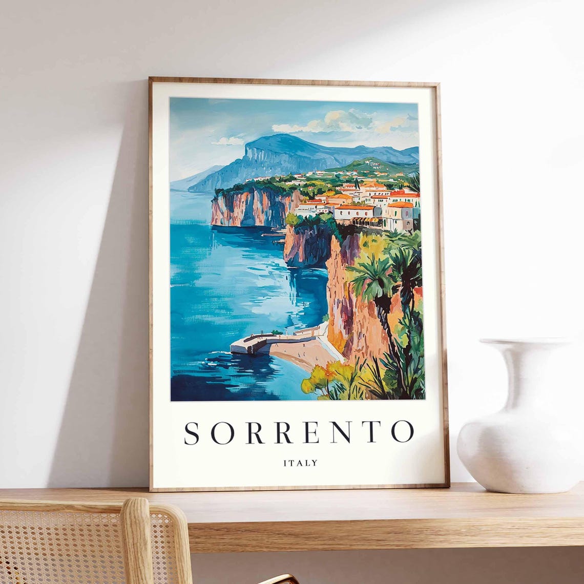 Sorrento Italy Dramatic Cliffs Panorama Mountain Coast Travel Poster