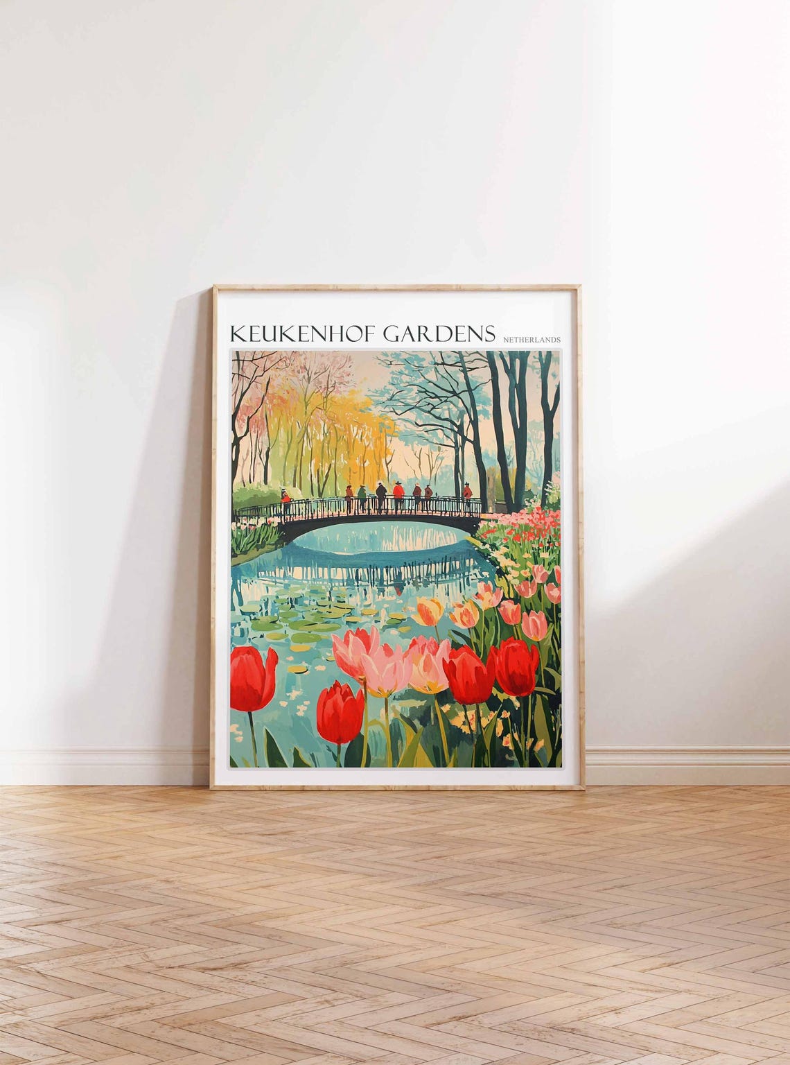 Keukenhof Gardens Netherlands Tulip Canal Bridge Spring Bloom Poster - Image 3