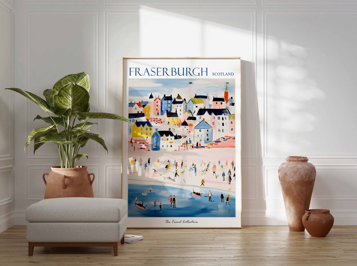 Fraserburgh Scotland Bustling Harbour Town Beach Boats Seaside Poster - Image 2