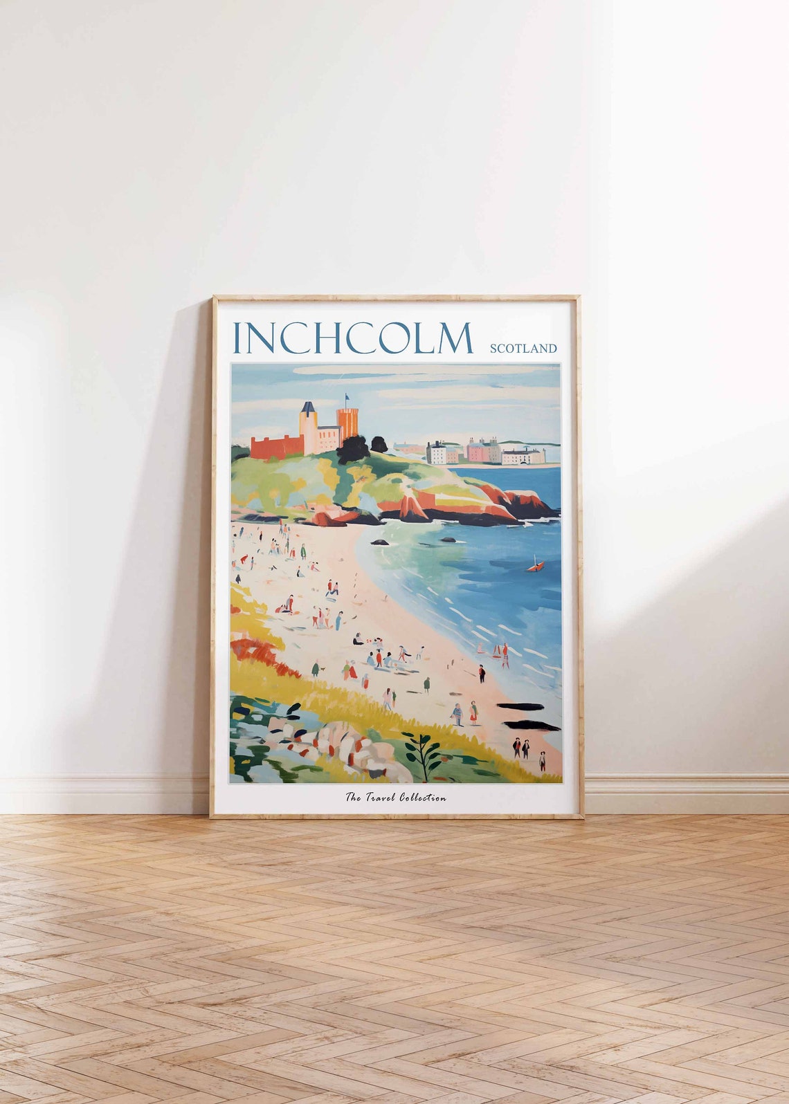 Inchcolm Scotland Headland Castle Sandy Beach Cove Scene Poster - Image 2