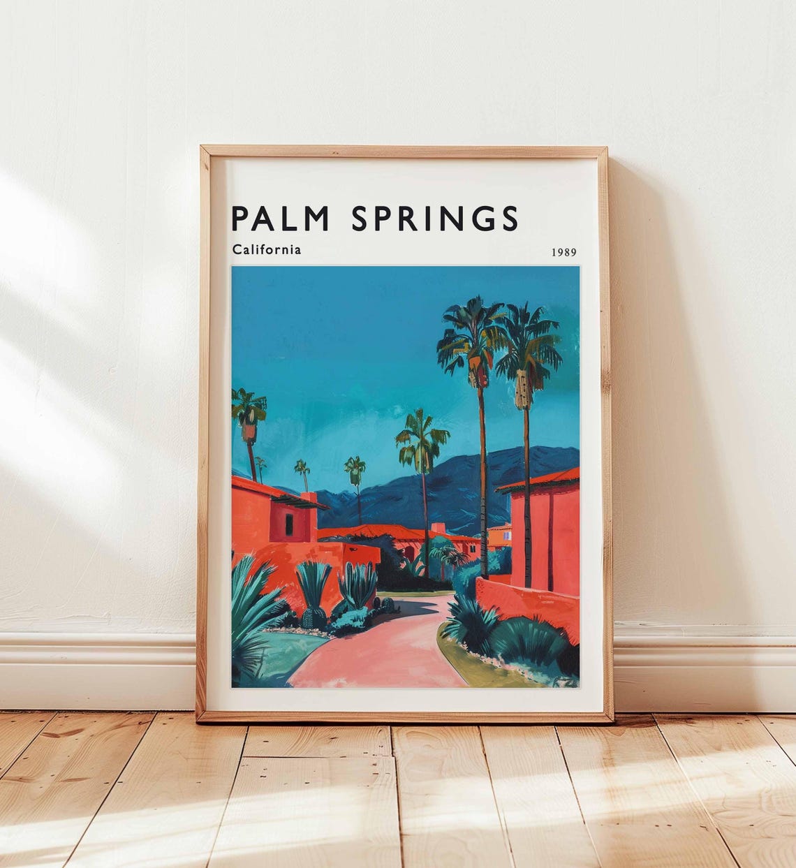 Palm Springs California Adobe Villa 1989 Desert Retro Poster