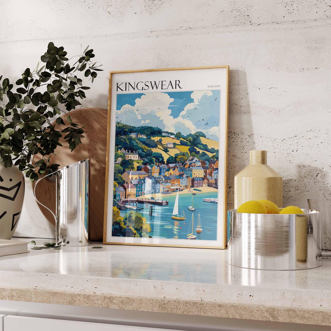 Kingswear Poster English Riviera Poster Uk Travel Poster Coastal Wall Art British Decor Kingswear Travel Print Kingswear Wall Decor - Image 2