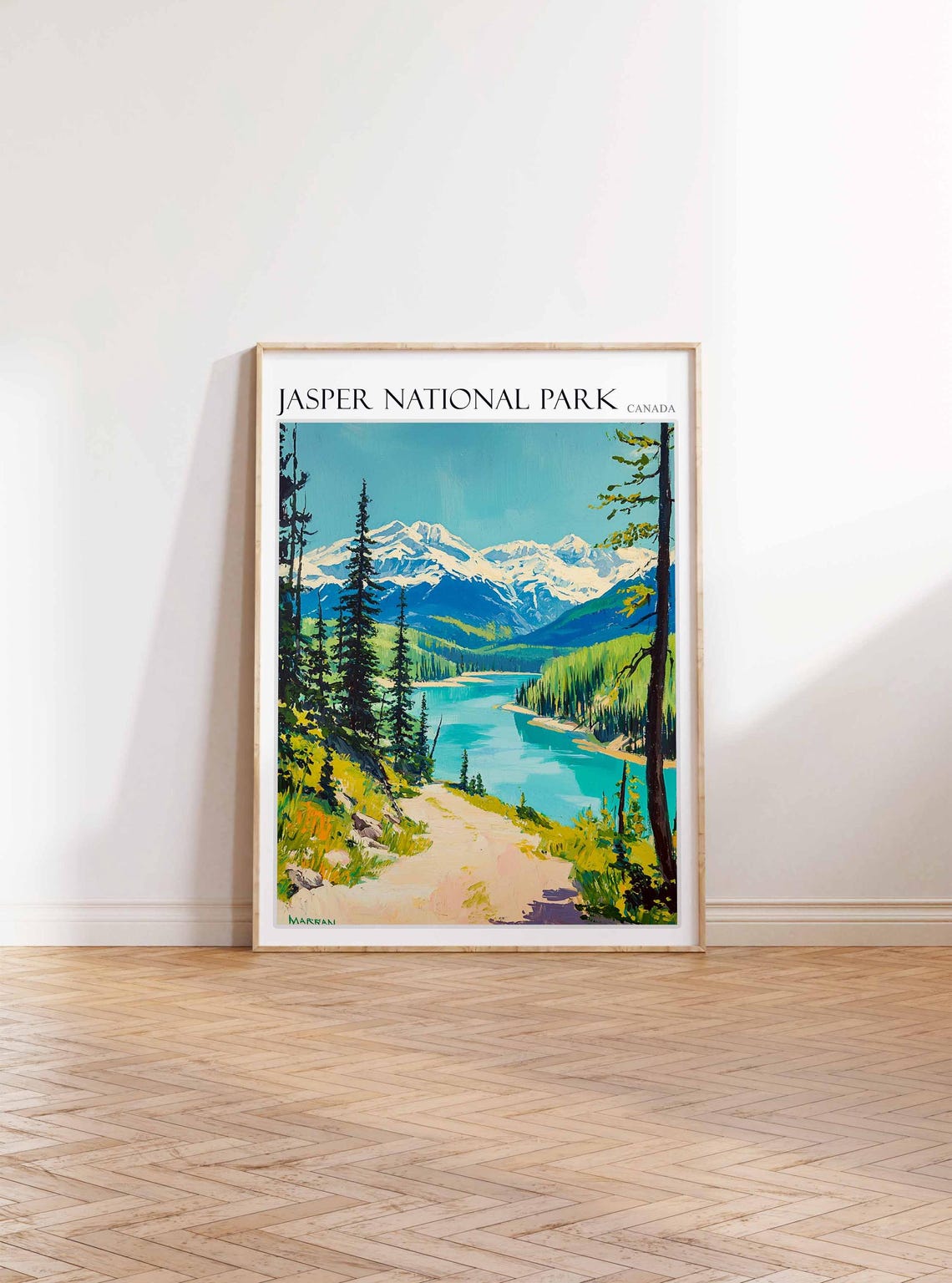 Jasper National Park Canada Turquoise Lake Mountain Art Poster - Image 3