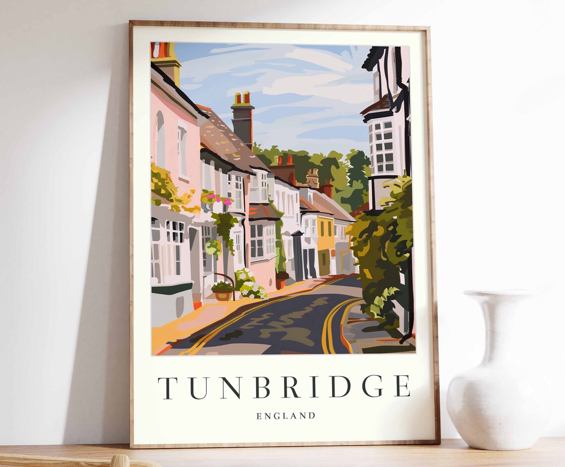 Tunbridge Poster Tunbridge Travel Print England Wall Art British Decor Tropical Decor Botanical Print Tunbridge Gift