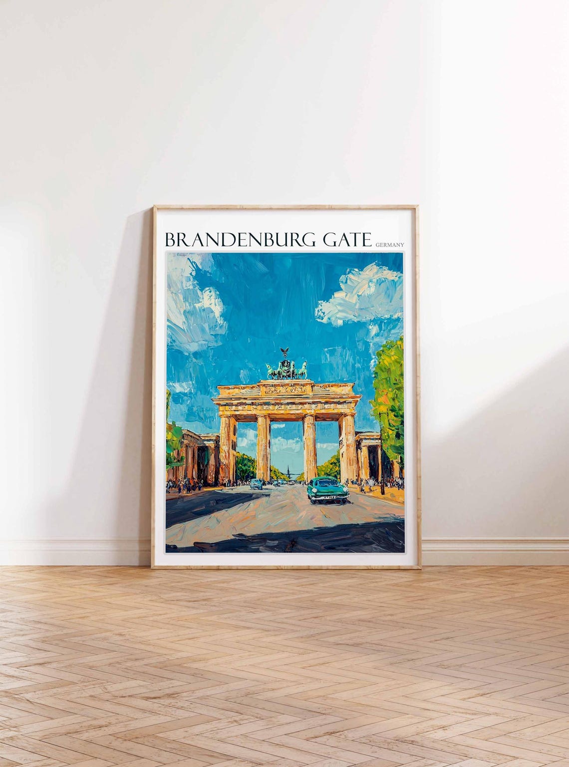 Brandenburg Gate Vintage Car Street View Bold Impressionist Poster - Image 3
