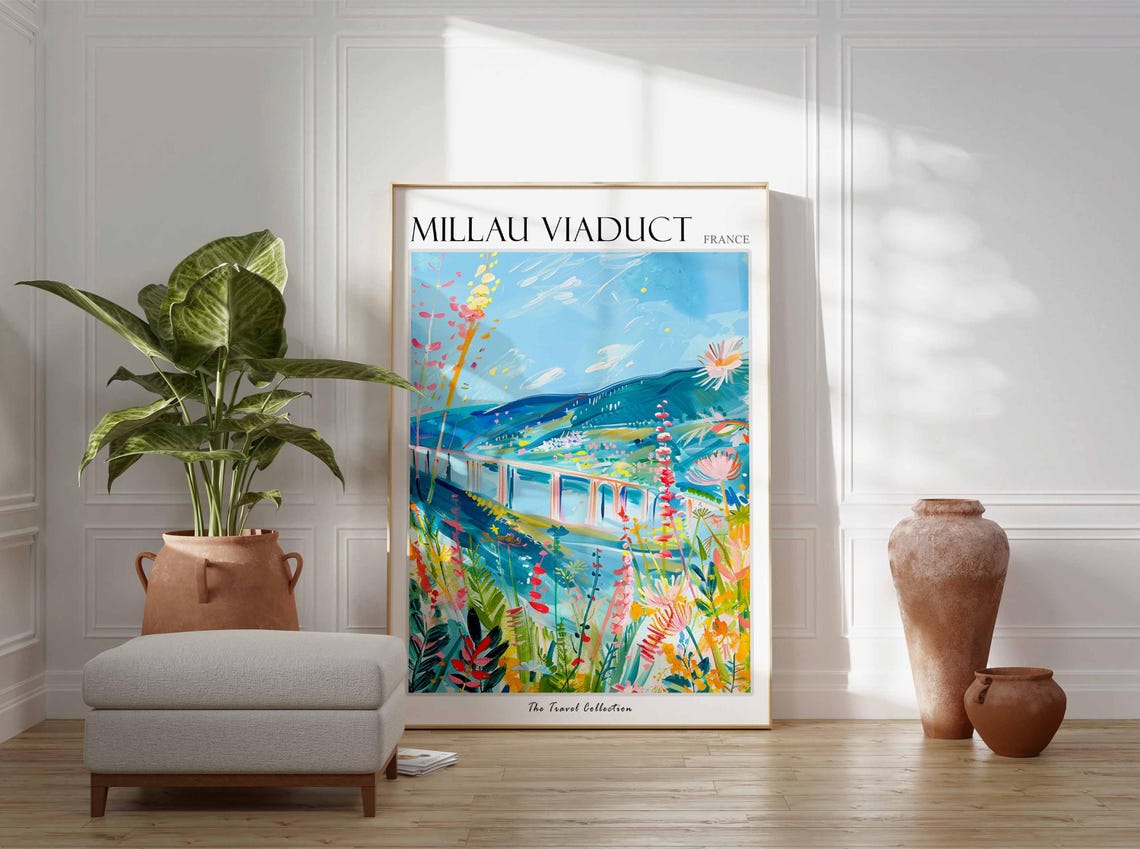 Viaduc De Millau Poster France Travel Print French Decor Europe Travel Poster European Wall Art Viaduc De Millau Travel Poster - Image 3