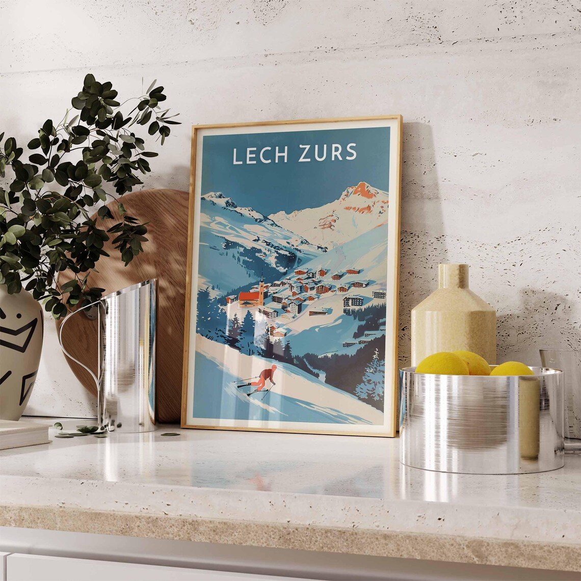 Lech Zrs Skiing Travel Poster, Austria Travel Print - Image 2