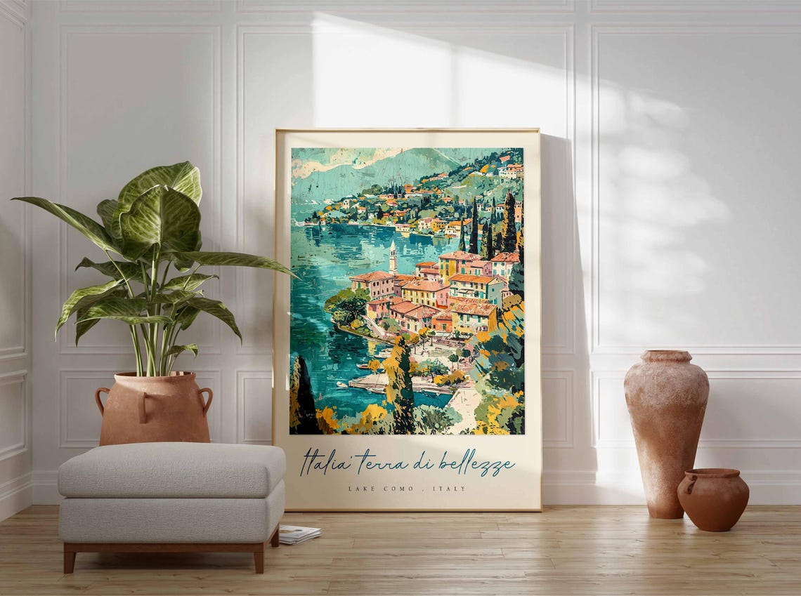 Lake Como Poster Italian Travel Print Lake Como Travel Art Lake Como Wall Art Italy Art Italy Travel Decor Italian Travel Gift - Image 3