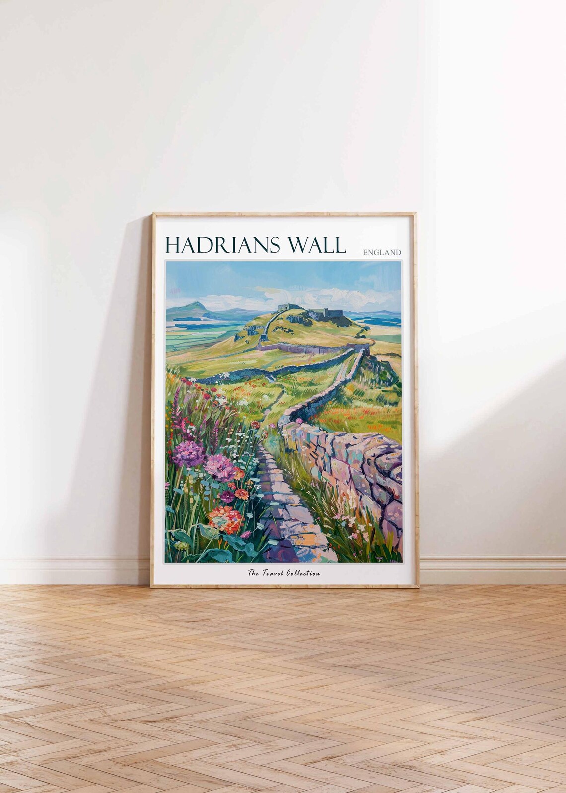 Hadrians Wall England Hillside Wall Travel Poster Wildflowers Fort Art - Image 2