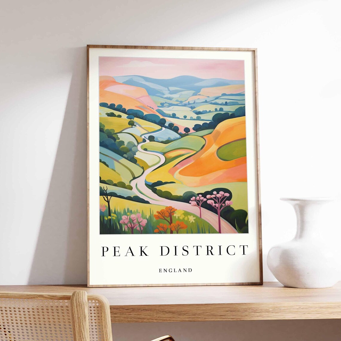 Peak District Poster, England Nature Landscape Art Print